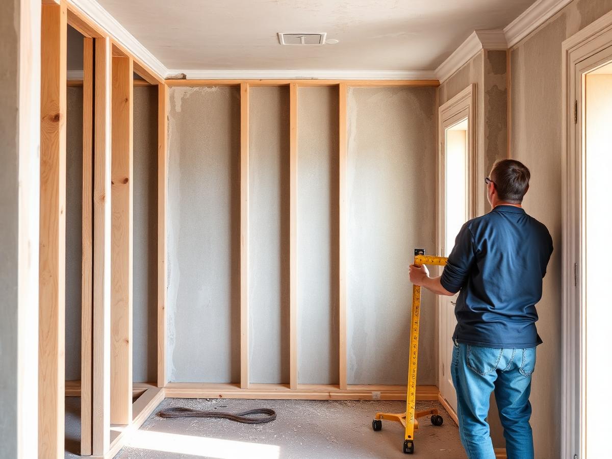 Interior renovation with trim carpentry in progress